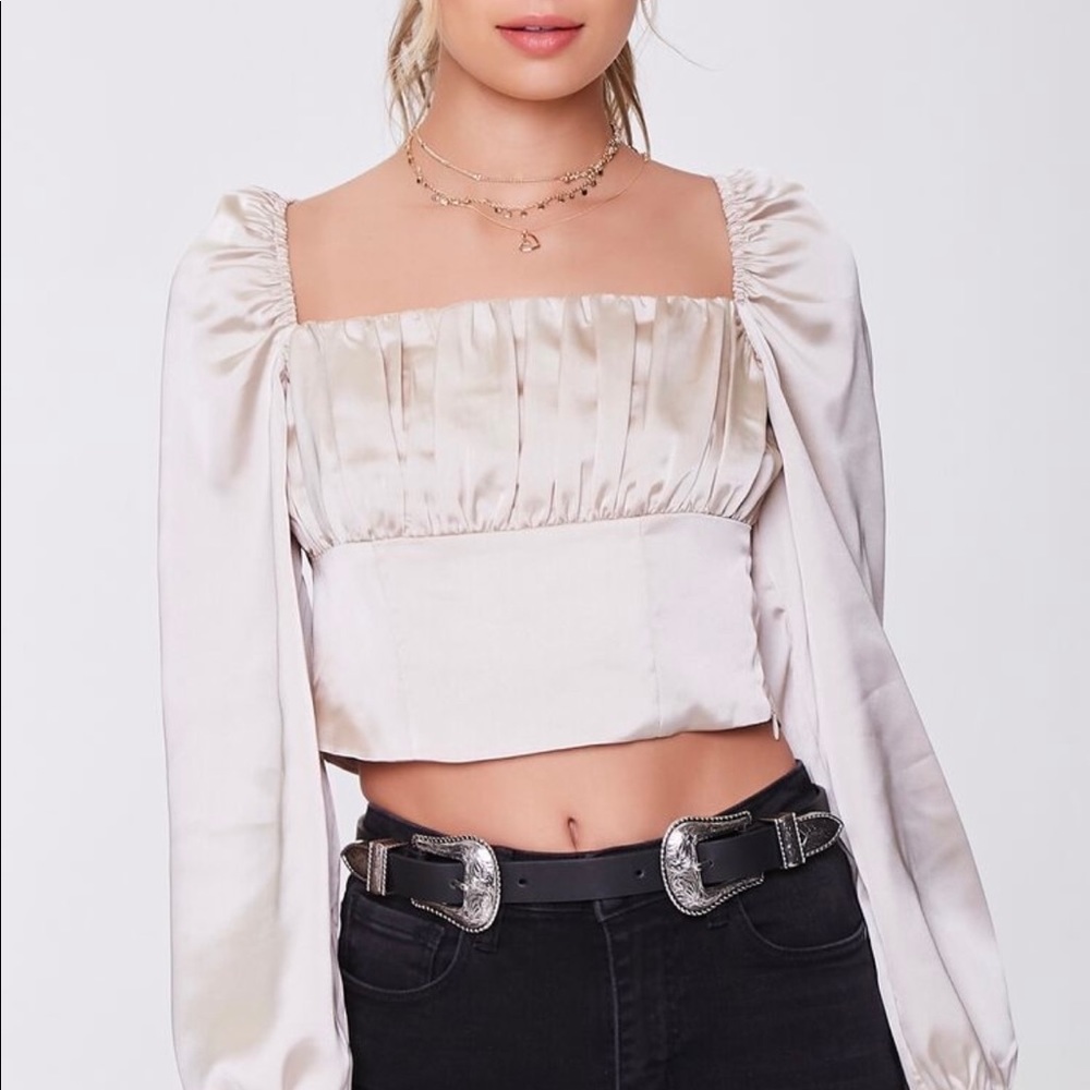 Satin cropped blouse